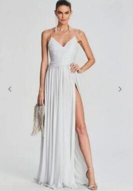 Retrofete Doss Dress in Silver/White Size Medium Maxi NWT Spaghetti Straps